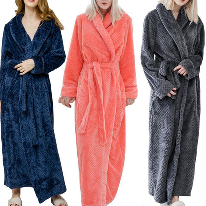 Winter Sleep Bath Robe Women Men Warm Fleece  Robes