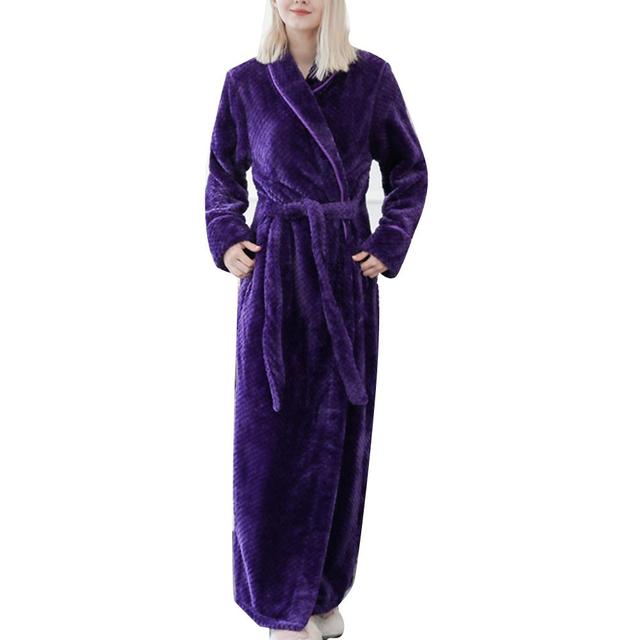 Winter Sleep Bath Robe Women Men Warm Fleece  Robes