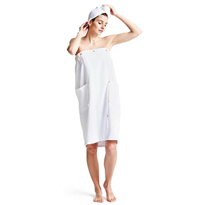 Towel Robe Towel Wrap Bath Wrap Towels for Women Adjustable Lightweight Body Wraps Spa Robe with Hair Towel Wrap S-XX Large