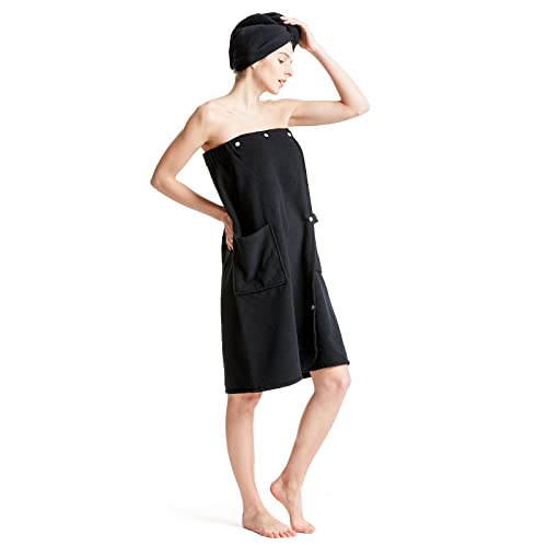 Towel Robe Towel Wrap Bath Wrap Towels for Women Adjustable Lightweight Body Wraps Spa Robe with Hair Towel Wrap S-XX Large