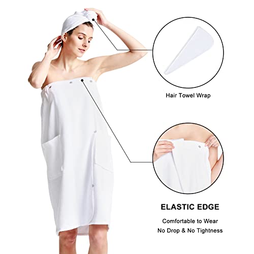 Towel Robe Towel Wrap Bath Wrap Towels for Women Adjustable Lightweight Body Wraps Spa Robe with Hair Towel Wrap S-XX Large